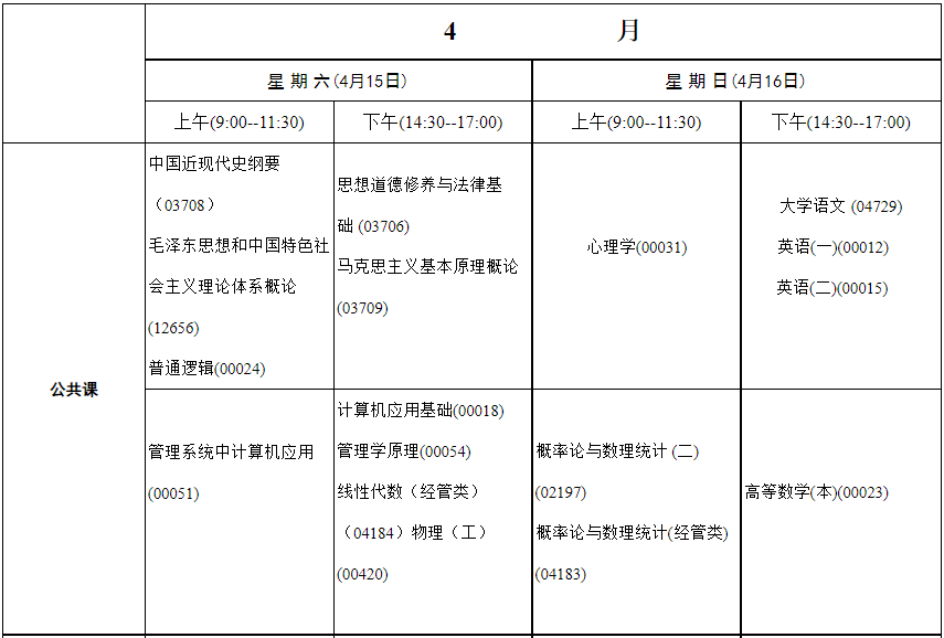 2023年4月内蒙古阿拉善盟自学考试考试安排