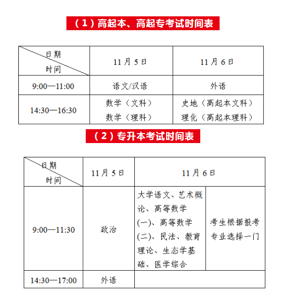成人高考时间河南2018？