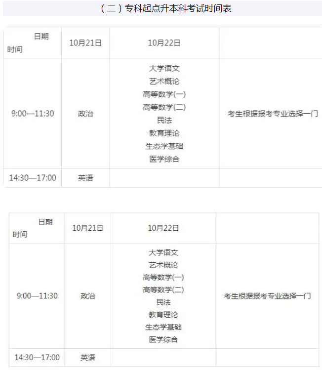 山西成人高考时间表？