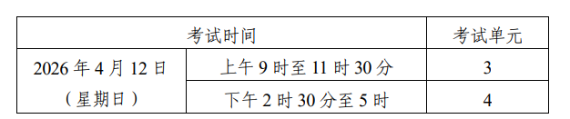 2026年4月湖南省衡阳市自考考试安排